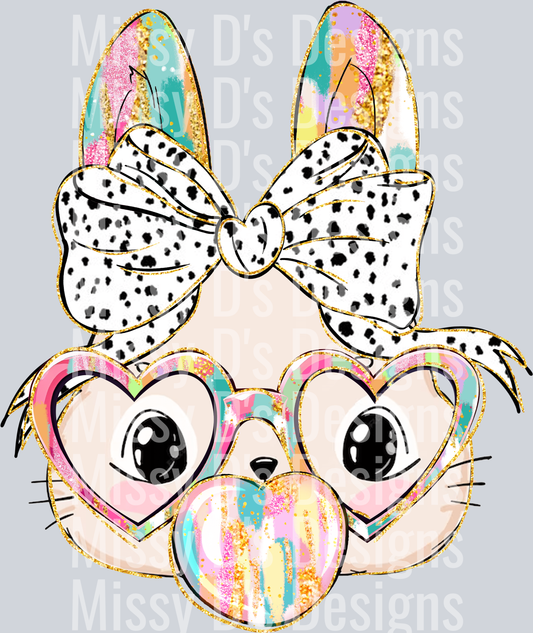 bunny blowing bubble