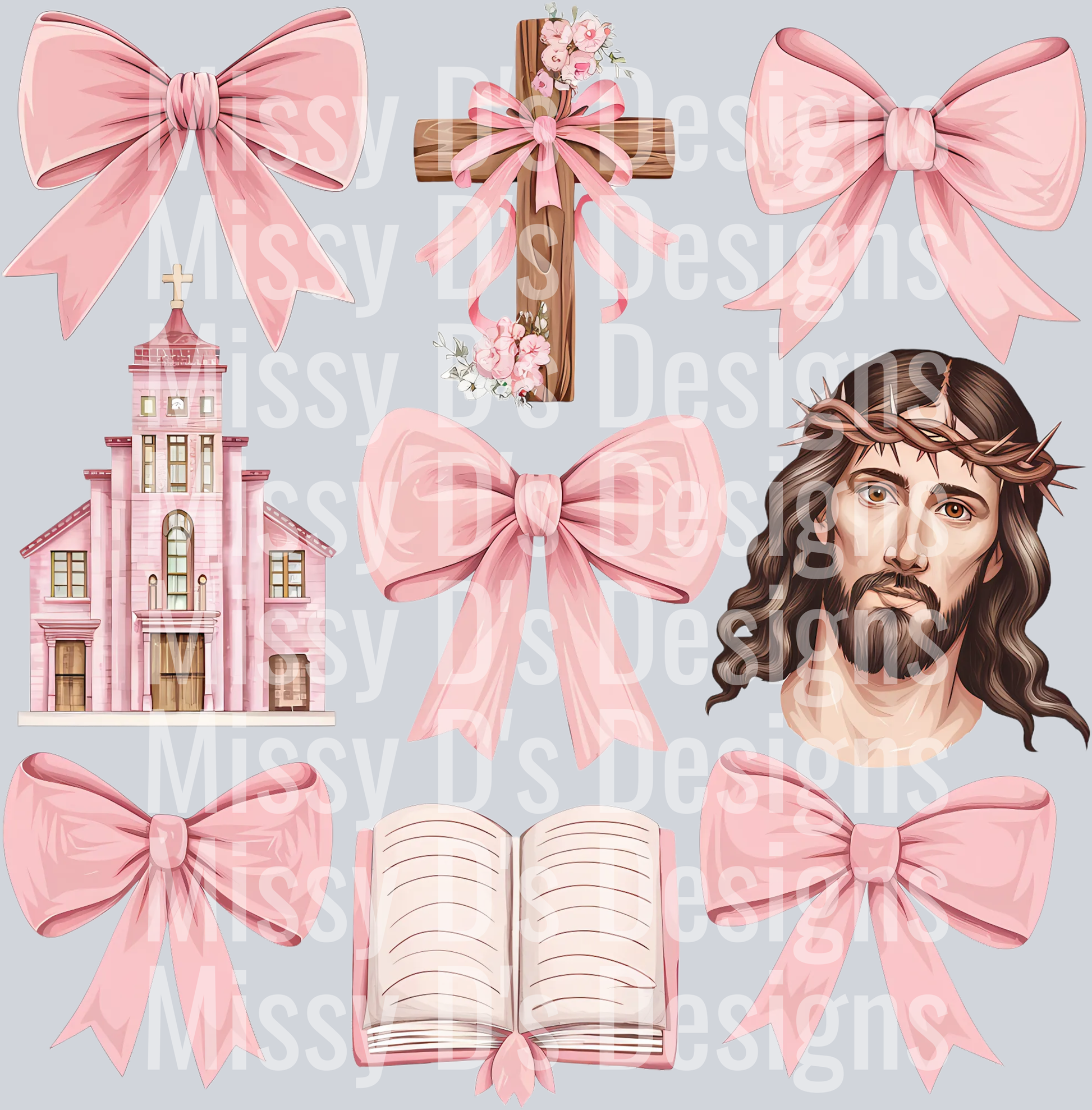 Jesus Christian Coquette Bow PNG