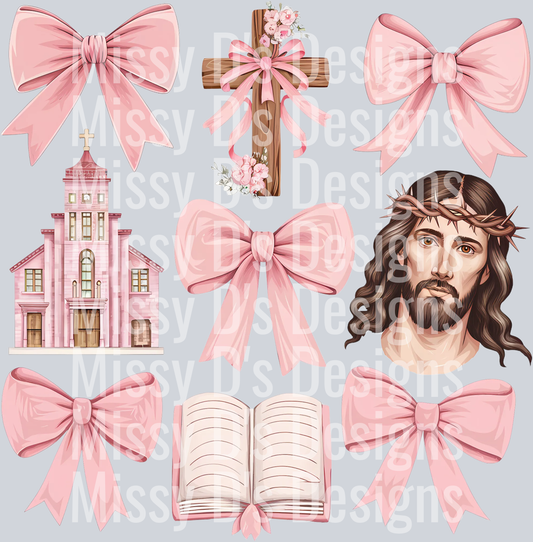 Jesus Christian Coquette Bow PNG