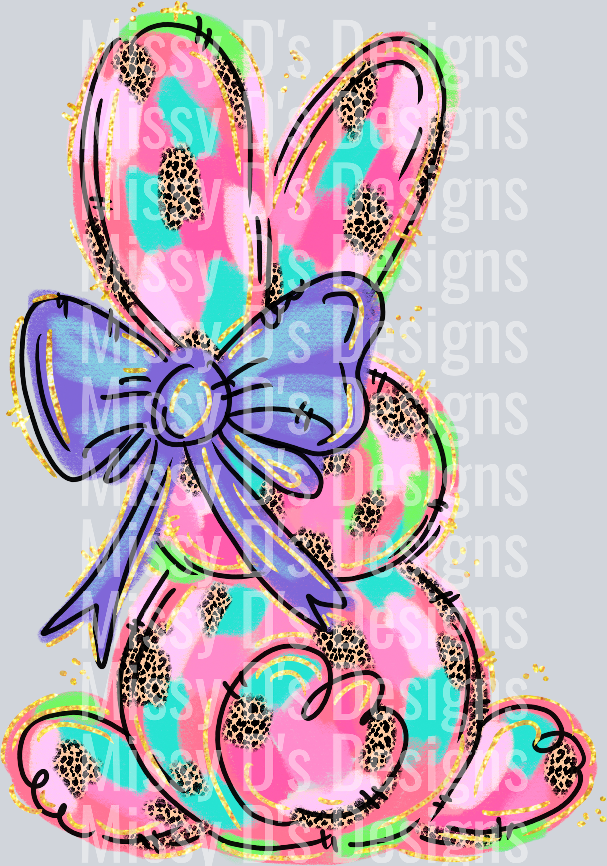 bunny-pink-bow-with-leopard-pattern