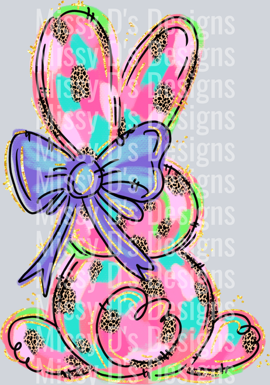 bunny-pink-bow-with-leopard-pattern