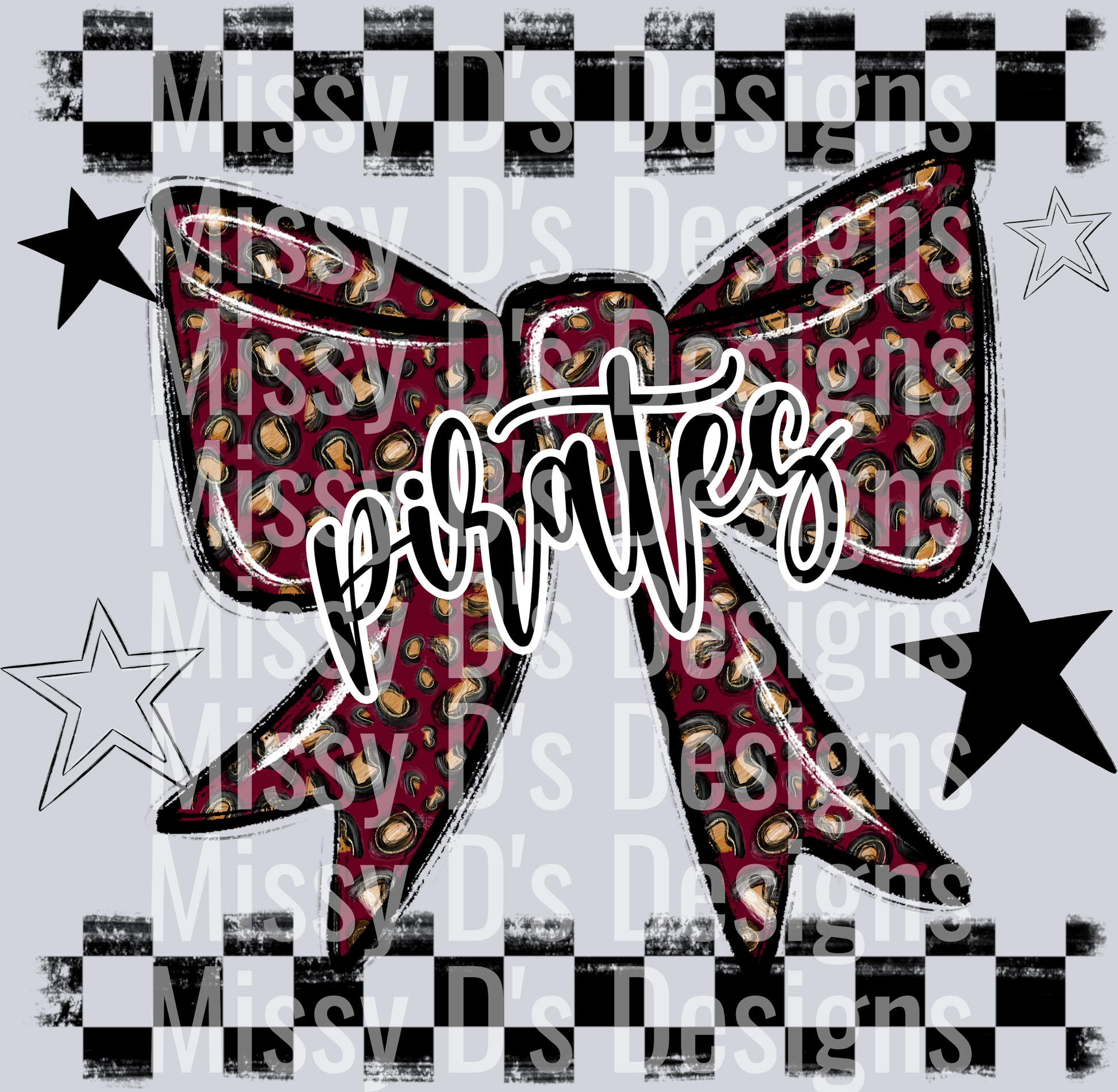Splatter color bow pirates maroon - Kim Nelson