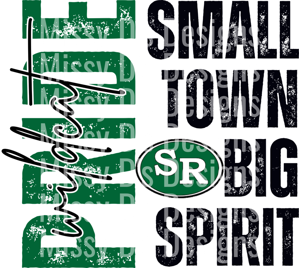 Small Town Big Spirit Vintage Distressed Typography Design