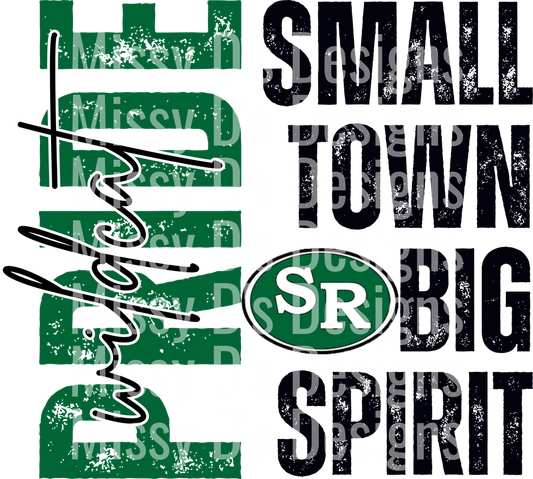 Small Town Big Spirit Vintage Distressed Typography Design