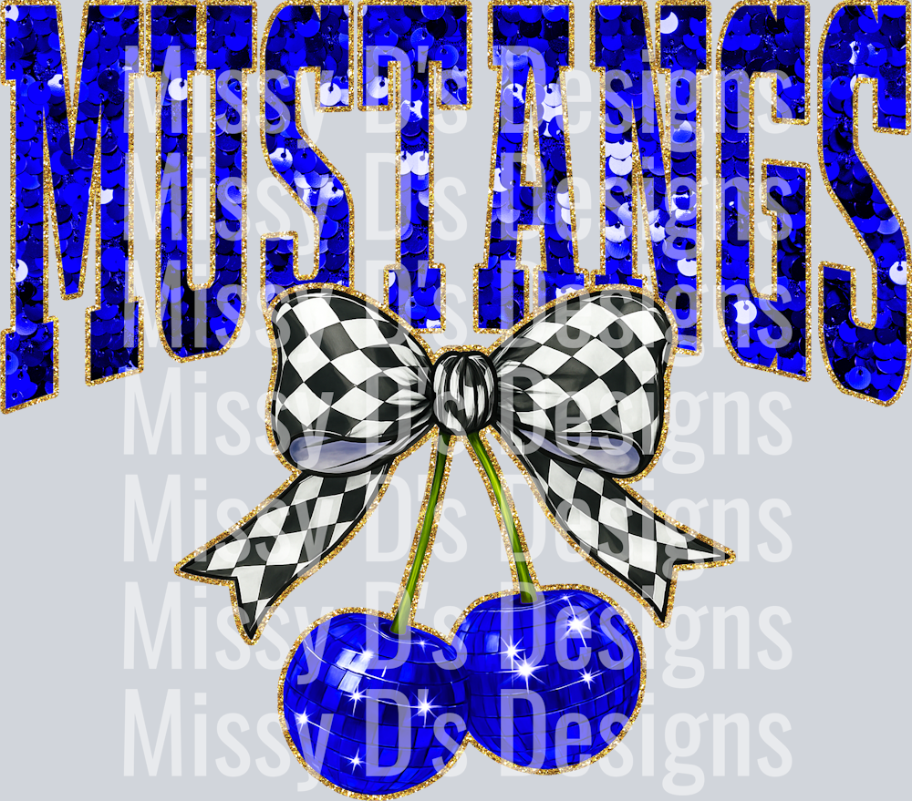 Blue Sequin Cherry Mustangs