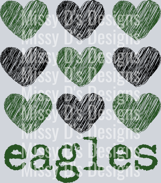 eagles green black hearts