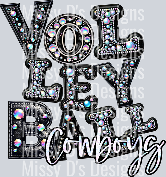Leather Rhinestone Volleyball Cowboys