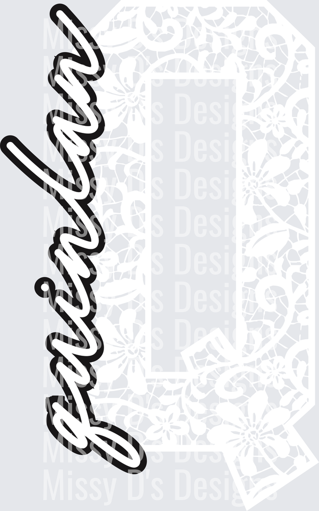 quinlan Floral Lace Initial School Spirit Mascot