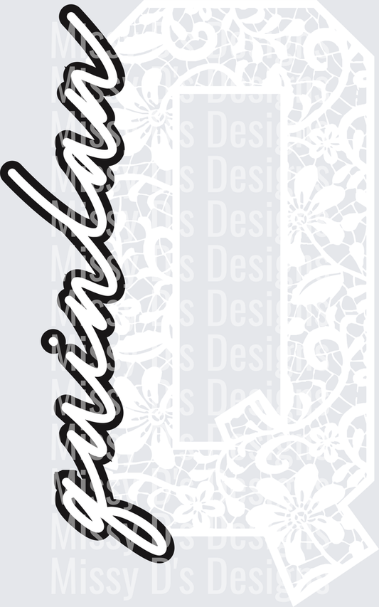 quinlan Floral Lace Initial School Spirit Mascot