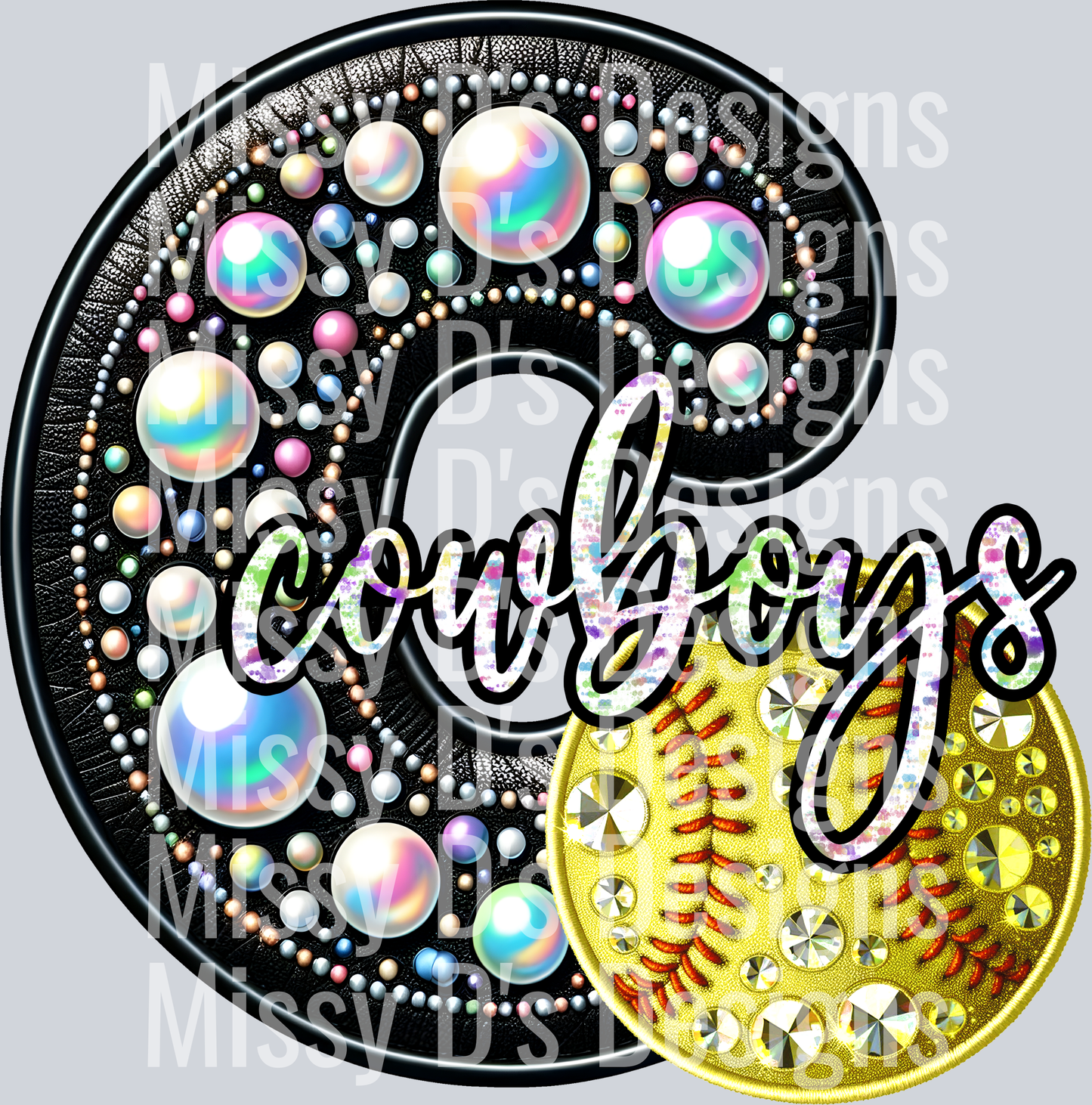 leather Intials cowboys softball