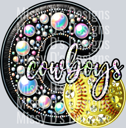 leather Intials cowboys softball