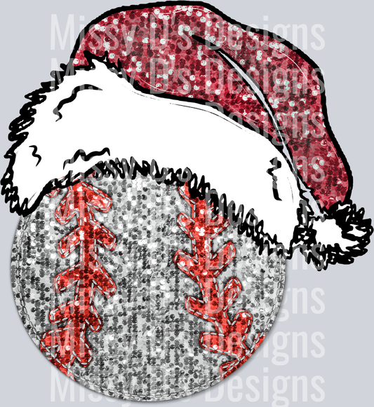 glitter baseball santa