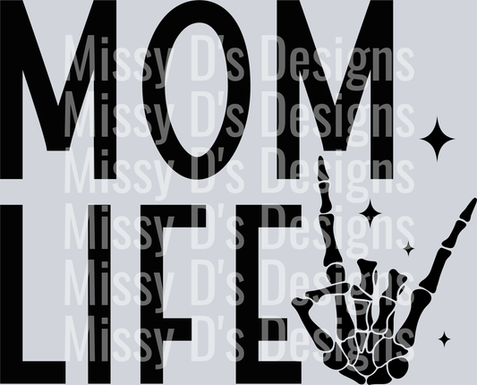 mom life skeleton hand black