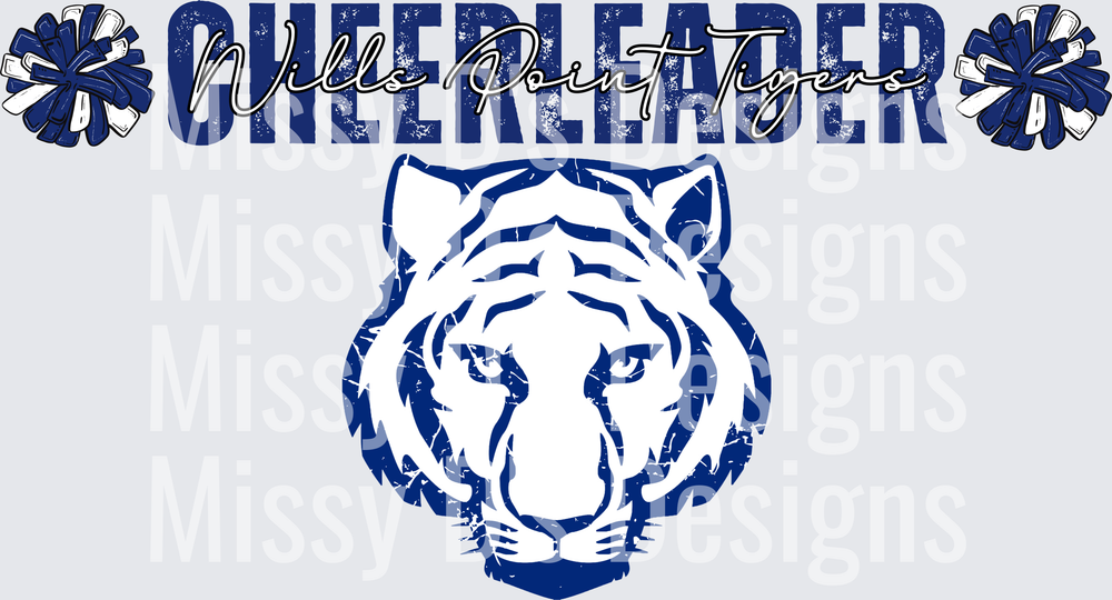 Wills Point Tigers Cheerleader Distressed Tiger Mascot