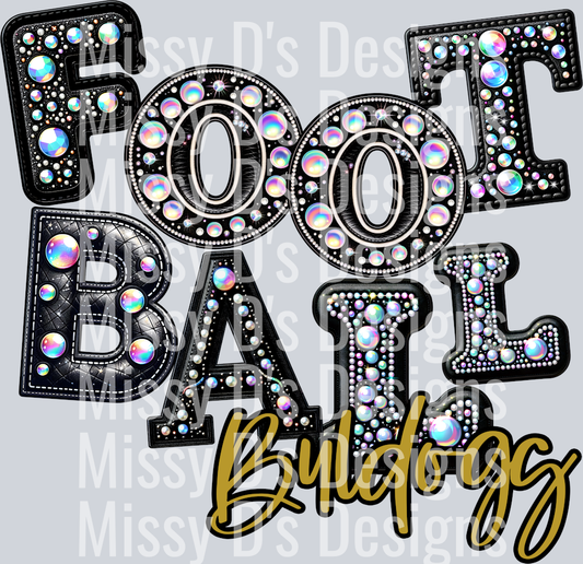 Leather Rhinestone Football Bulldogs Gold Yellow