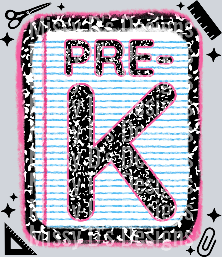 pre-k grade notebook paper pink