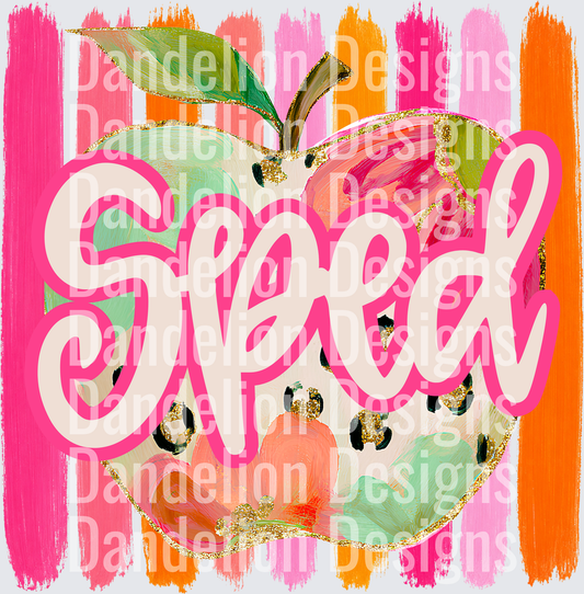 Sped Special Education Teacher Painted Apple Gold Glitter