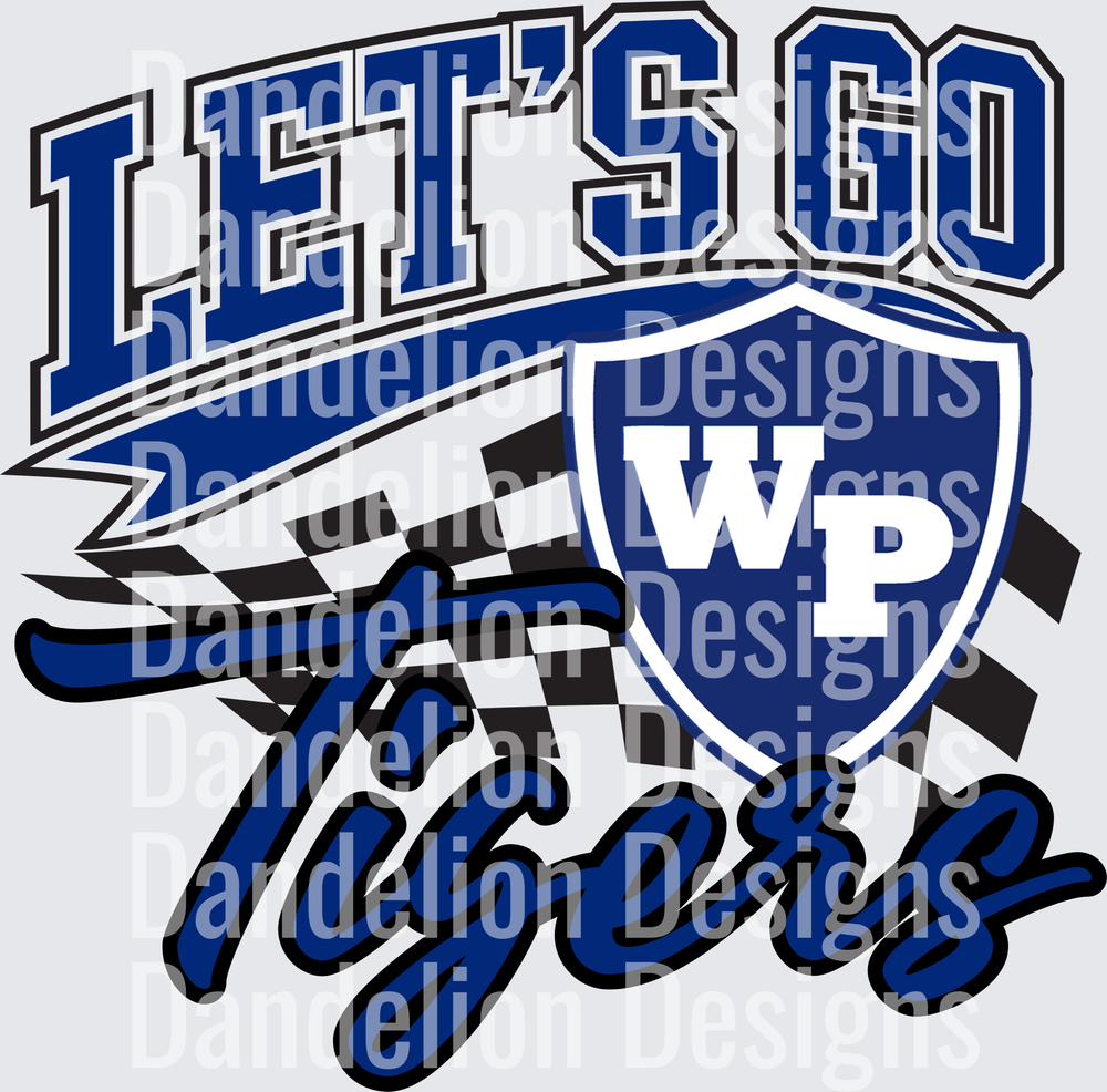 Let's Go Tigers WP Shield Checkered Flag Spirit Design