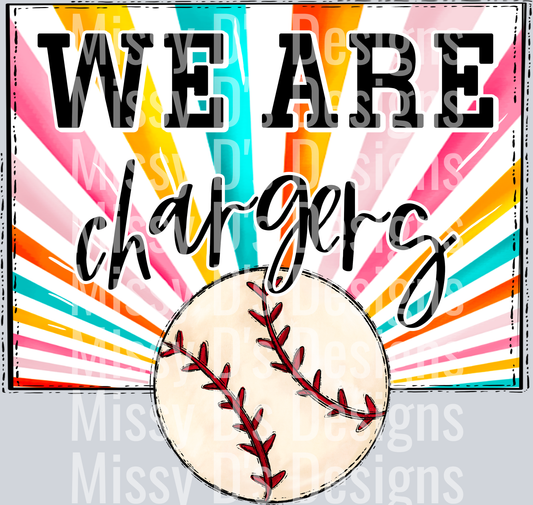 sunburst WE ARE chargers baseball