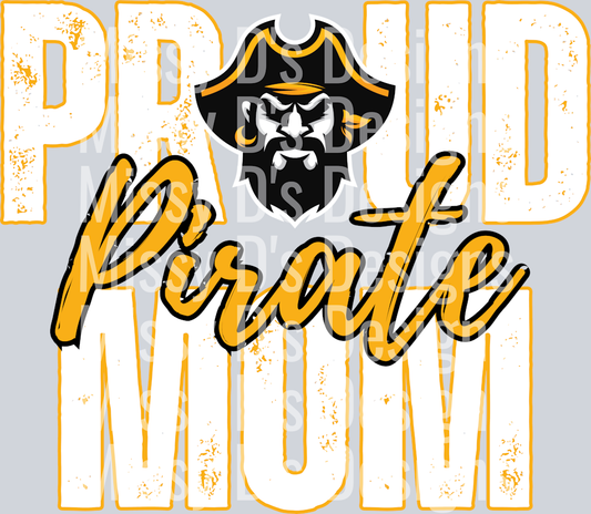proud pirate mom white mascot