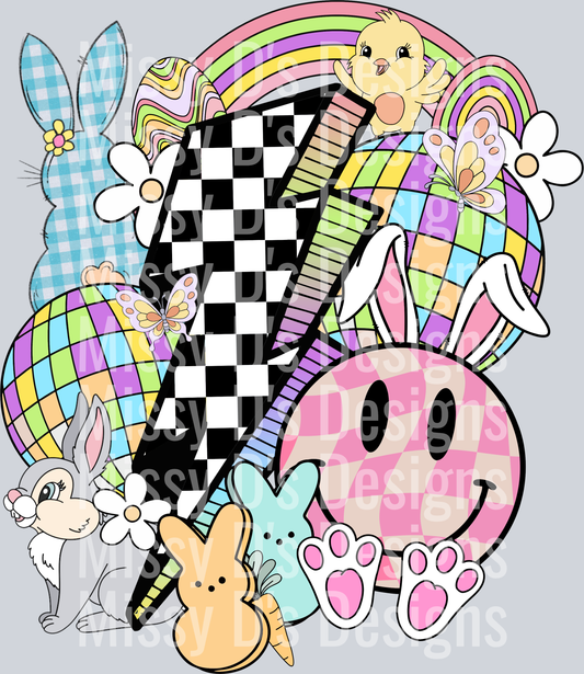 easter retro colab smiley checkered