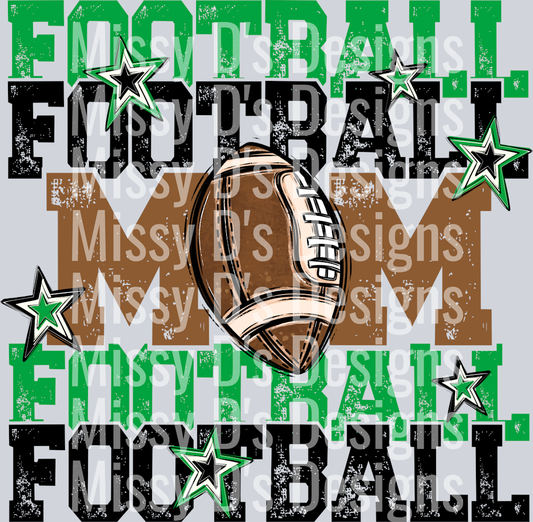 FootballMomGreenBlk