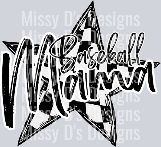 BASEBALL MAMA STAR BLACK