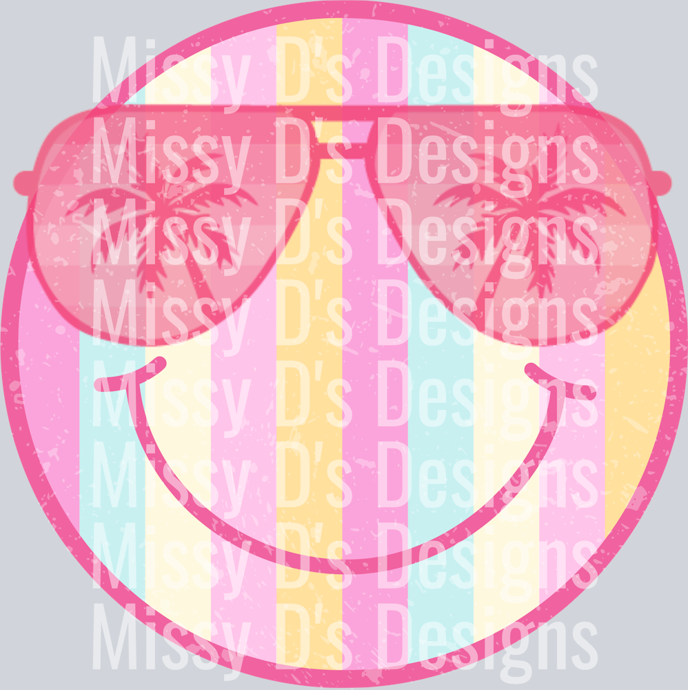 smiley stripe pink sunglasses