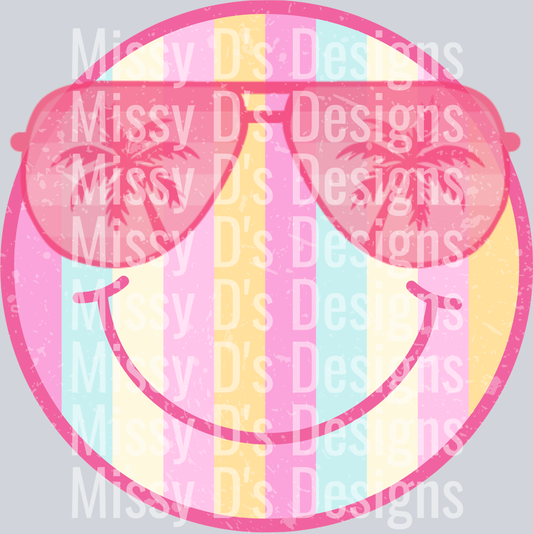 smiley stripe pink sunglasses