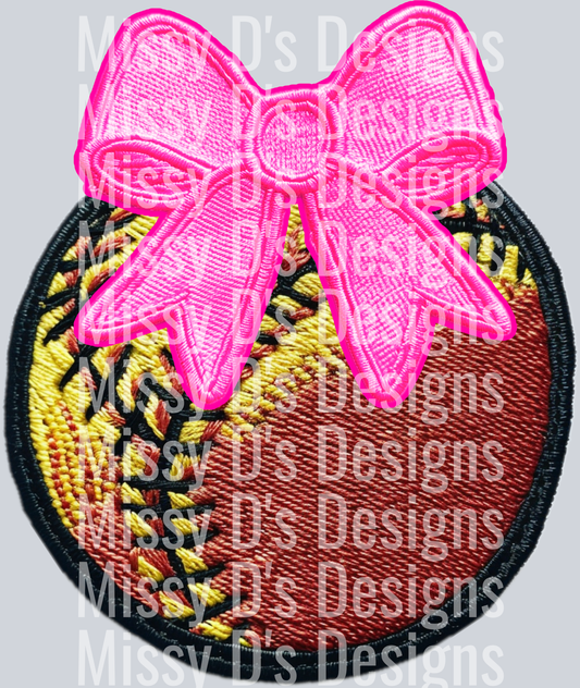 SOFTBALL COQUETTE EMBROIDERED PATCH