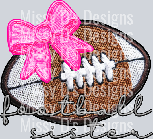 FOOTBALL SISTER COQUETTE EMBROIDERED PATCH