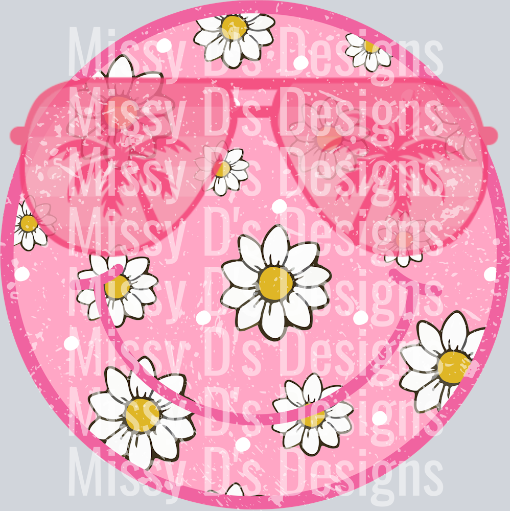 pink daisy smiley sunglasses