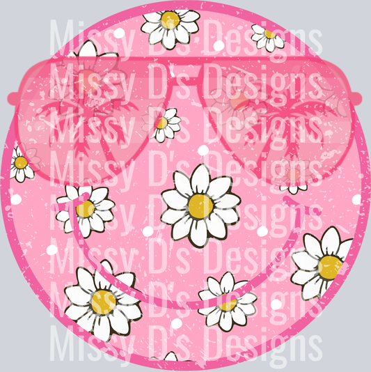 pink daisy smiley sunglasses