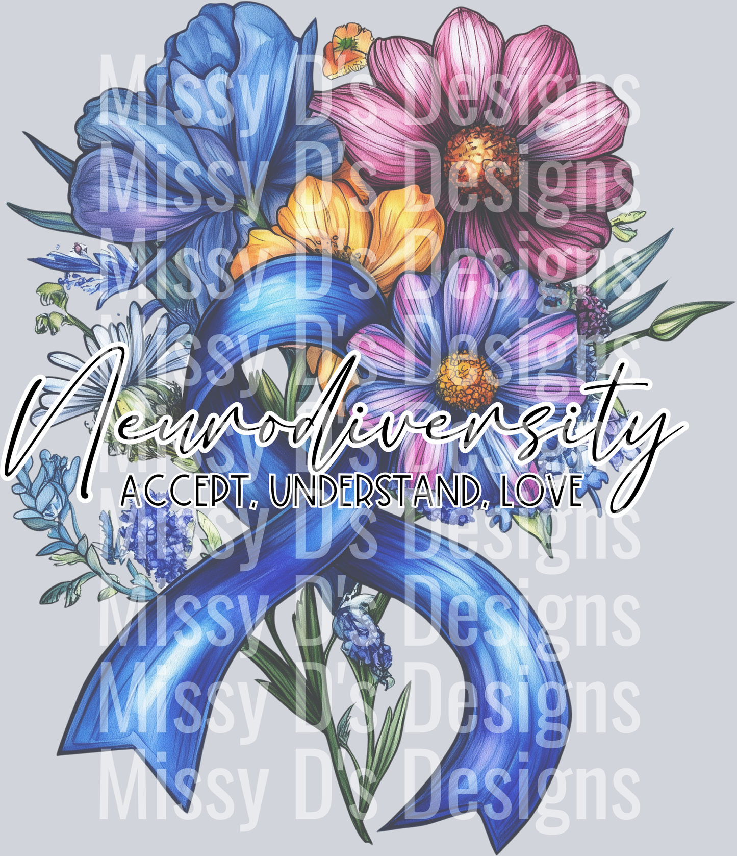 Blue ribbon Floral Autism