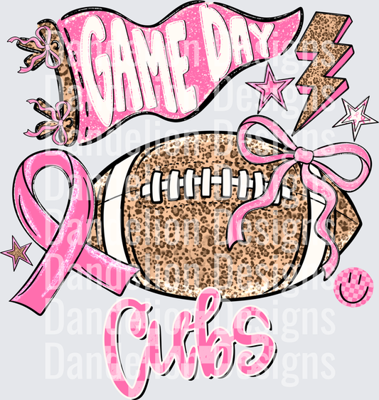Game Day Cubs Football Pink Breast Cancer Awareness Leopard