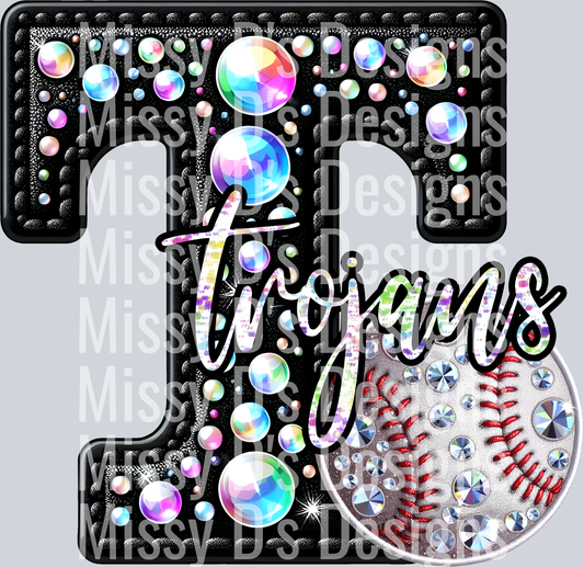 leather baseball trojans