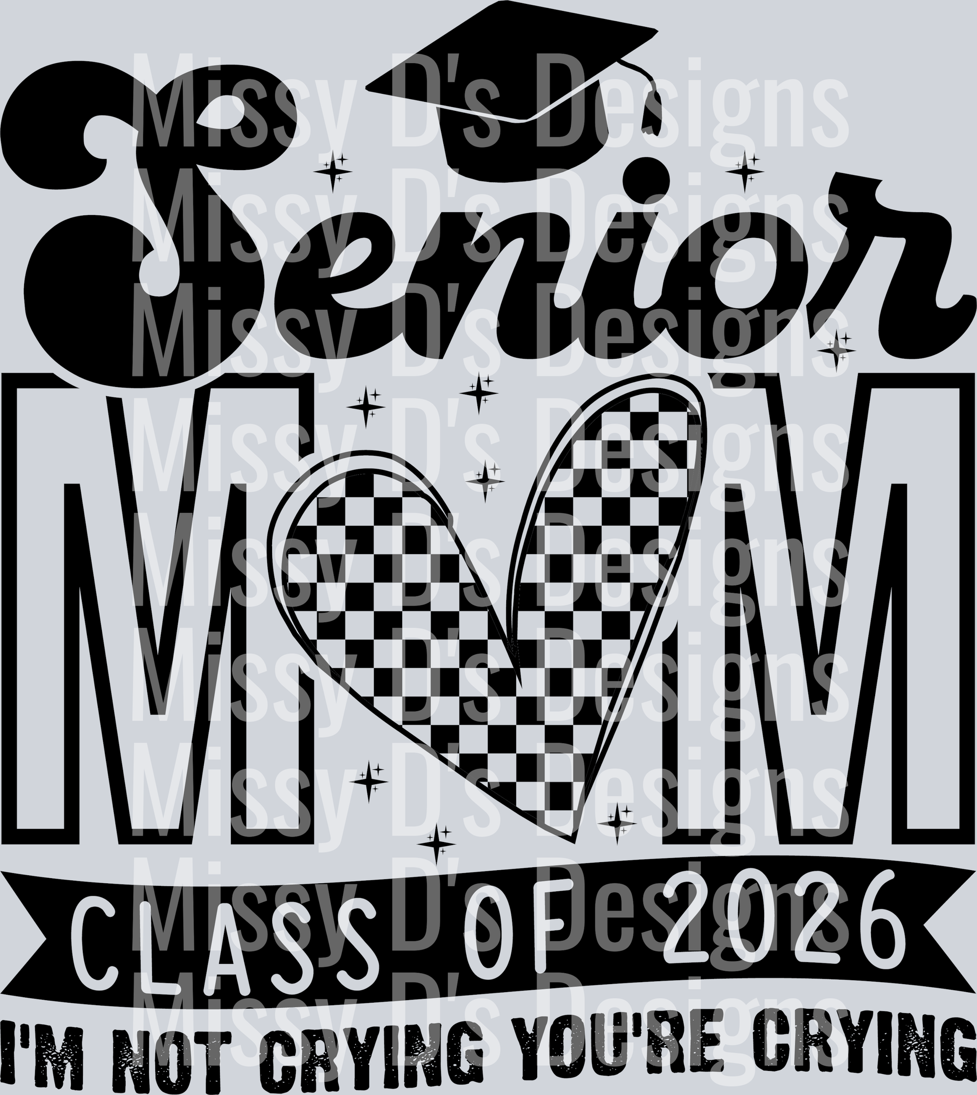 senior mom checkered heart 2026