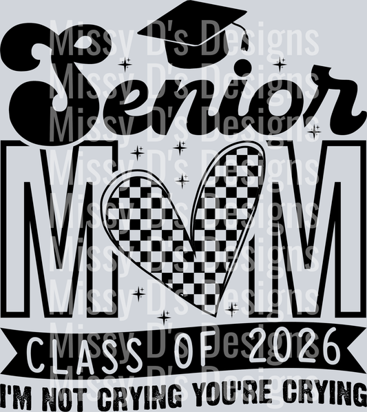 senior mom checkered heart 2026