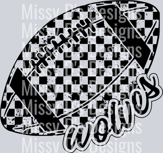 CheckeredFootballWolvesBlack