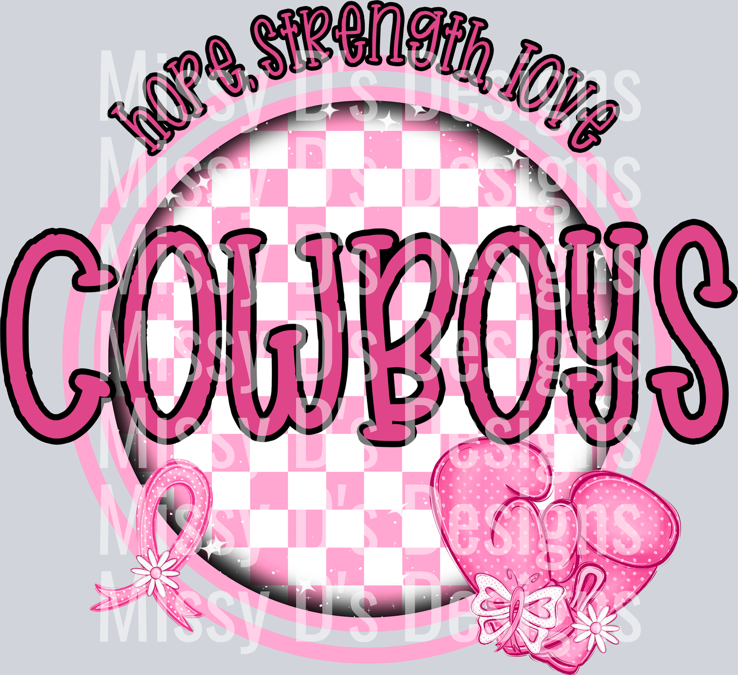 Breast Cancer Awareness Checkered Cowboys