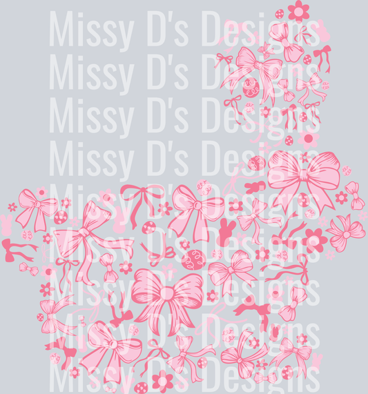 pink coquette floral bunny bow