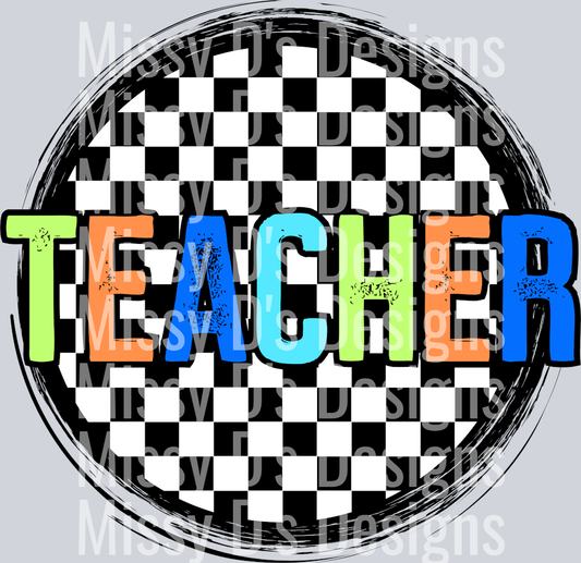 CheckeredCircleOrangeTeacher