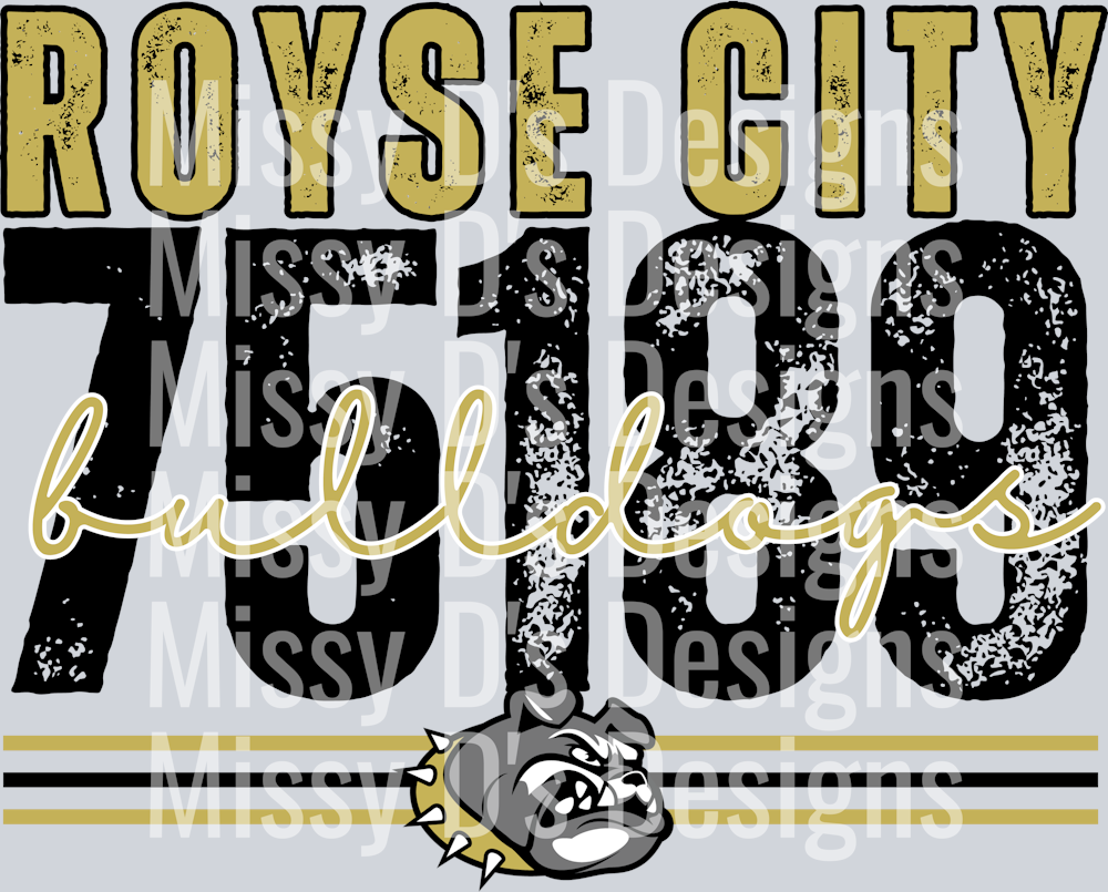 royse city bulldogs black outline
