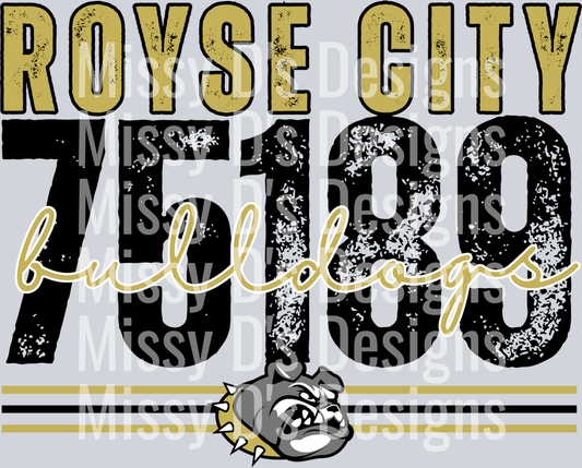 royse city bulldogs black outline