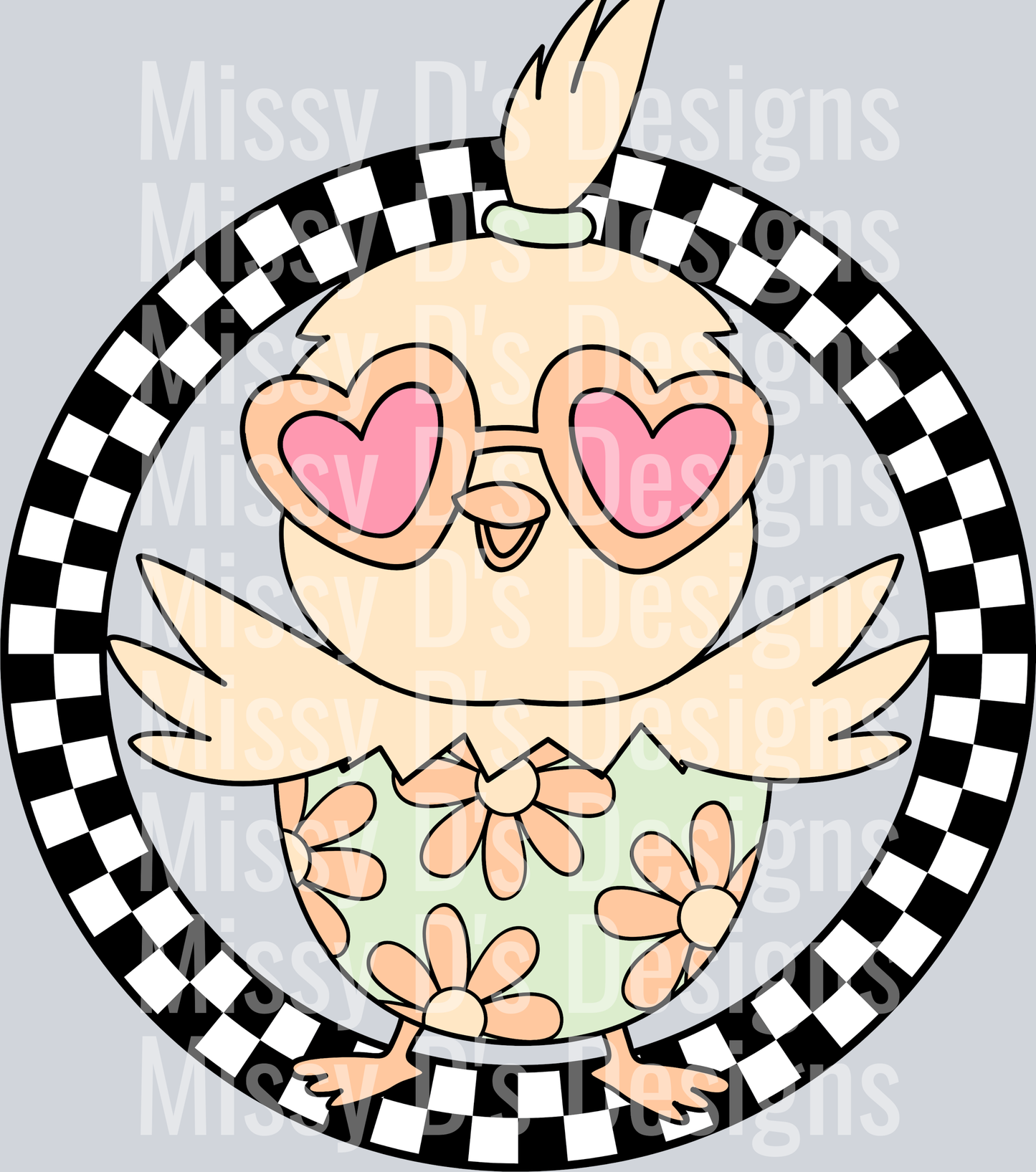 Checkered chick heart glasses easter