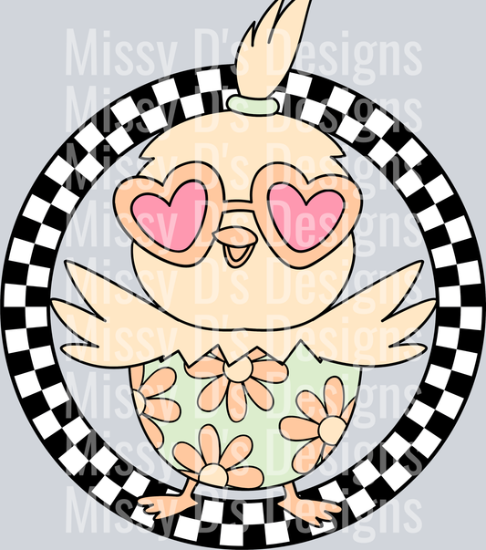 Checkered chick heart glasses easter