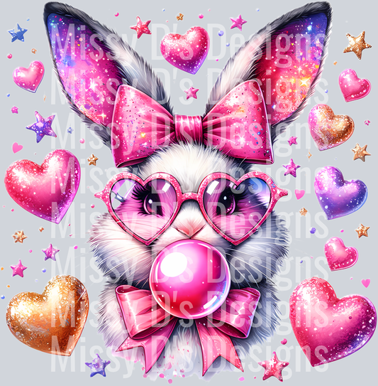 bubble blowing bunny pink