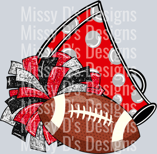 red Glitter Football Cheer Sublimation