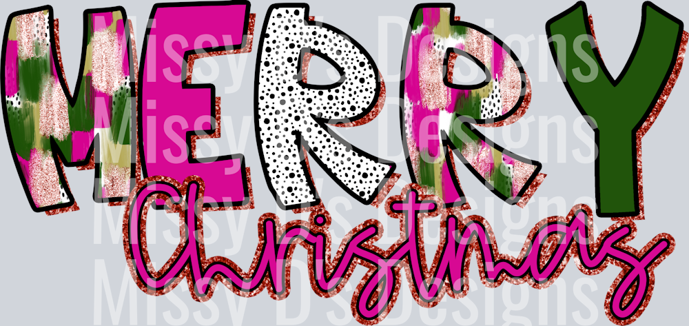 Merry Christmas pink glitter