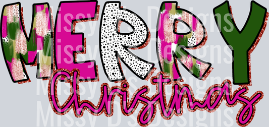 Merry Christmas pink glitter